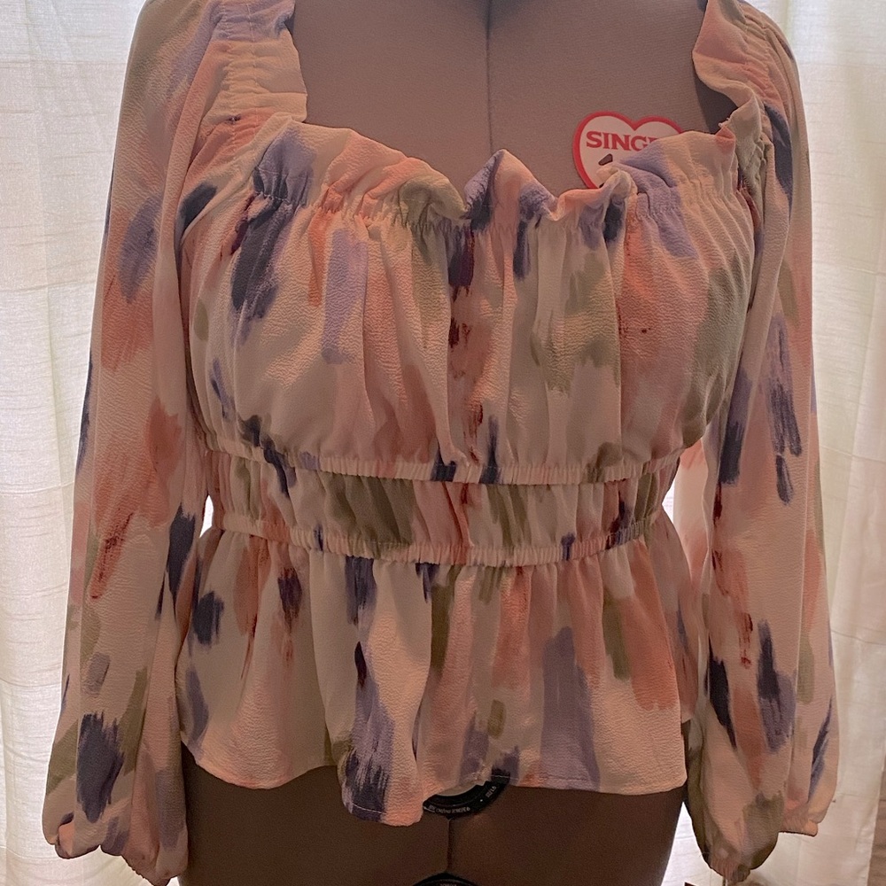 SOLD-Sofia Vergara Square Neck Peplum Top